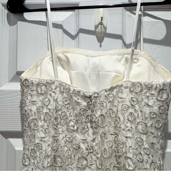 Aidan Mattox Women’s Size 2 Strapless Beaded Mermaid Flare Gown Dress Off White - Picture 8 of 12